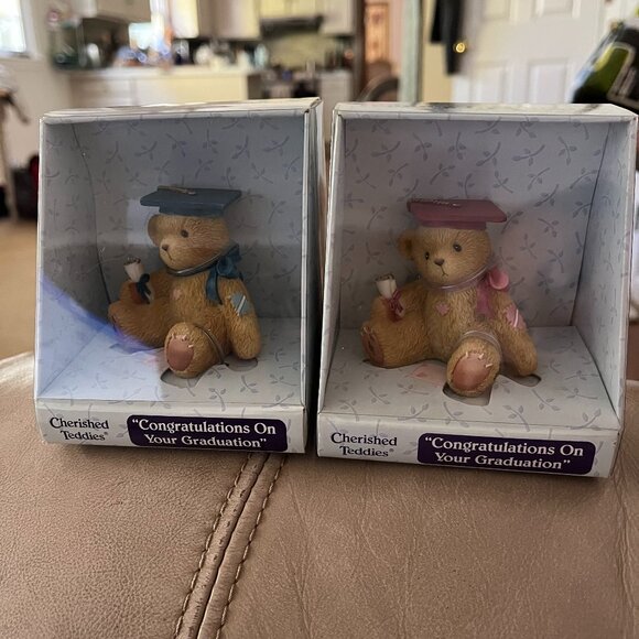 TWO NEW Cherish Teddies Bear Congratulation on Your Graduation  113804 & 113504 - Picture 1 of 3